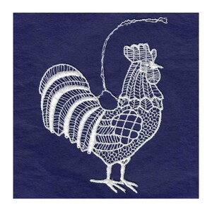 2 Germany Woven Cotton Thread Christmas Easter Rooster Ornaments White  LHS086