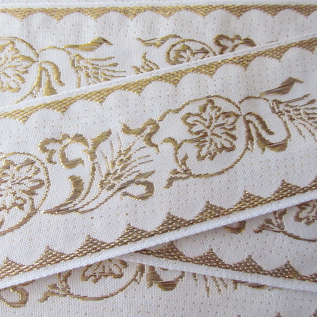 Italy 6 Yards Ecclesiastical Embroidered Metallic Church Vestments Ribbon Religious Jacquard