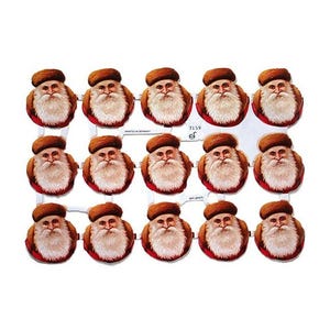 15 Santa Claus Faces Germany Die Cut Paper Scraps Christmas 7159