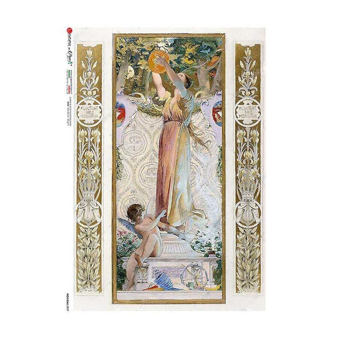 From Italy 2 Sheets Italian Rice Paper Decoupage Art Nouveau Lady RCP ...