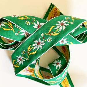 From Italy 5-7/8 Yards Trim Jacquard Ribbon Edelweiss Floral BD-D41