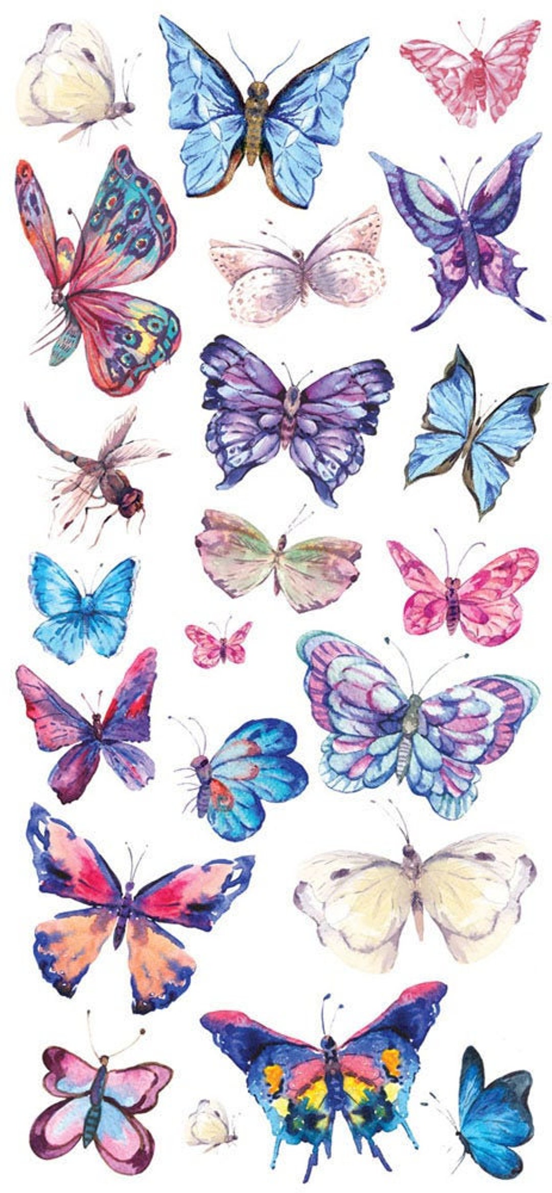 3 Sheets Self Adhesive Butterfly Stickers Colorful Scrapbooking Stickers  Each Sheet 3-3/4 by 7-7/8 STKC107 