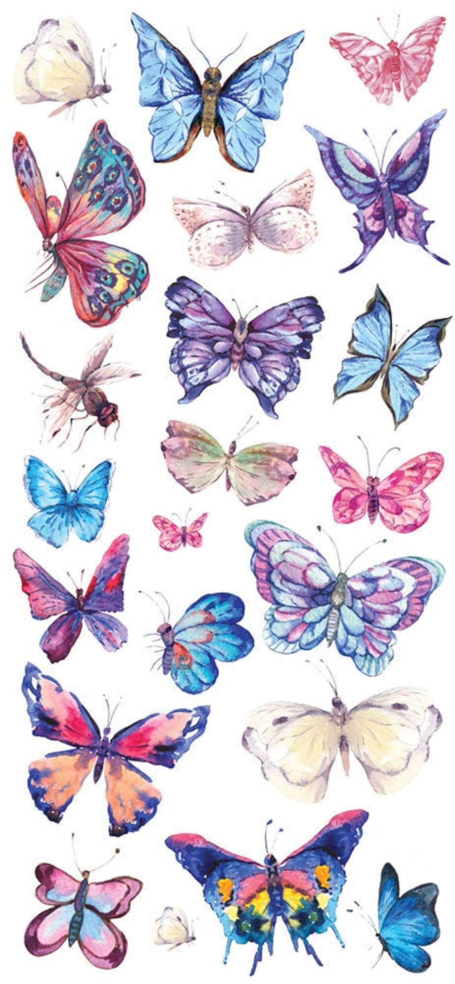 3 Sheets Self Adhesive Butterfly Stickers Colorful Etsy