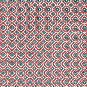 2 Sheets Italian Red and Blue Floral Tile Print Paper  ~ Carta Varese Italy  IPV815BL x2