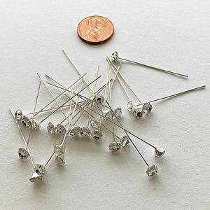 24 Vintage Austria Crystal Rhinestone Prong Set Head Pins For Jewelry Making Circa 1980s Old Store Stock
