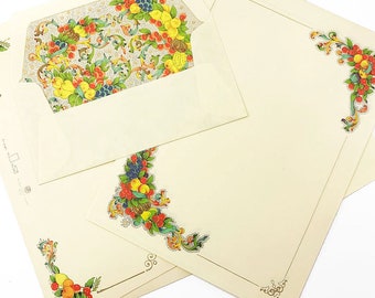 italian letter paper Italian Stationery Letter Writing Set in Portfolio ~ 10 sheets + 10 envelopes ~ Florentine Fruit Design Italy Paper CTL-V04