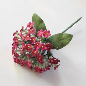Vintage Millinery Flowers East Germany Forget Me Nots Deep Red Bundle ~ Old Store Stock VAT112