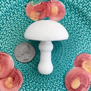 6 Czech Large Spun Cotton Blank Mushroom Ornaments with Top Hole 2-1/8" Tall for Christmas Crafts SC026