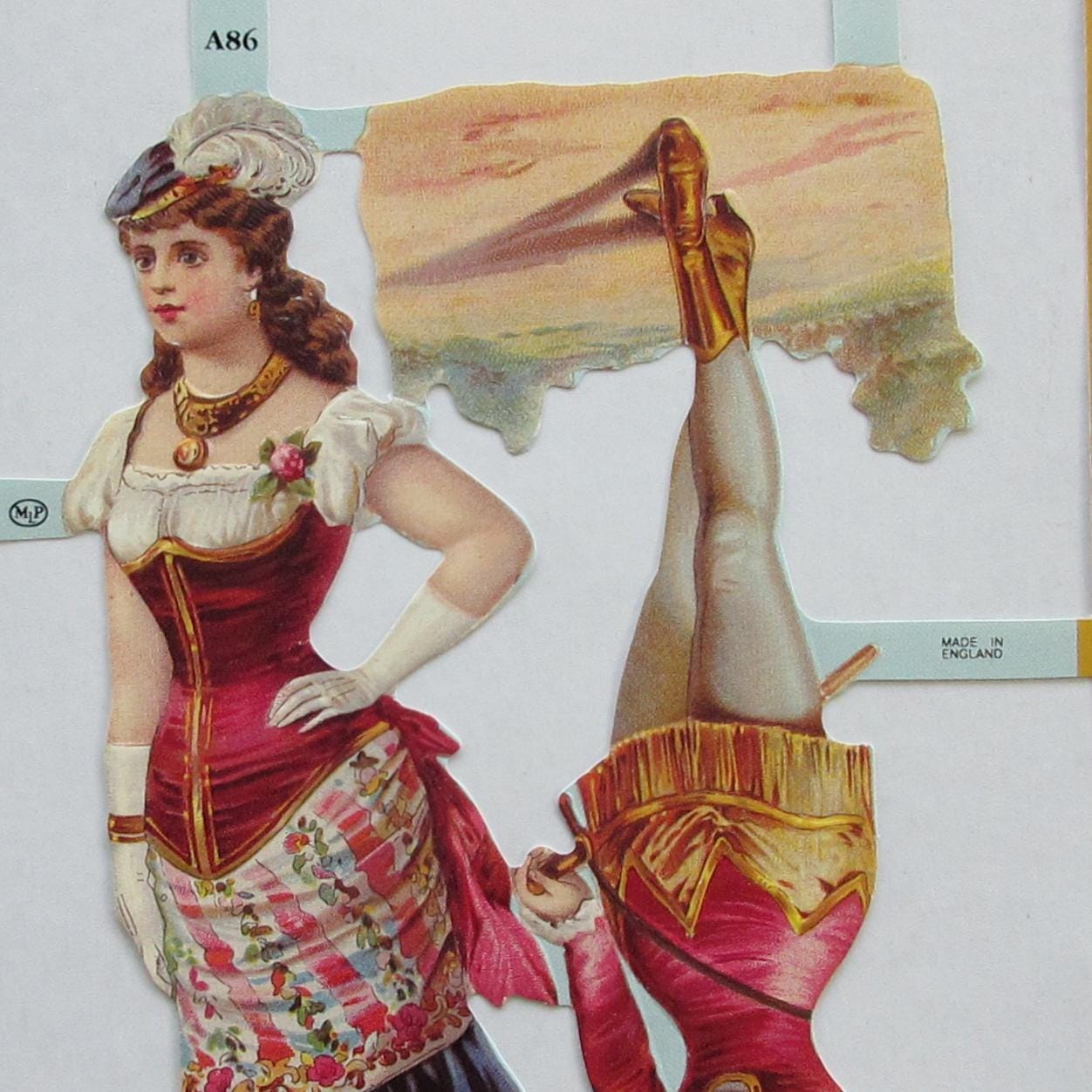 From England Vintage Victorian Circus Lady Performers Die Cut