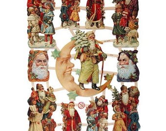 From Germany Christmas Santa Claus Scraps Die Cut Paper Scrap 7314