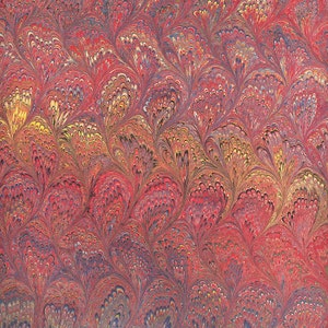 2 Sheets Red Marbeled Feathers Italian Print Paper ~ Carta Fiorentina Italy  IPF017 x2