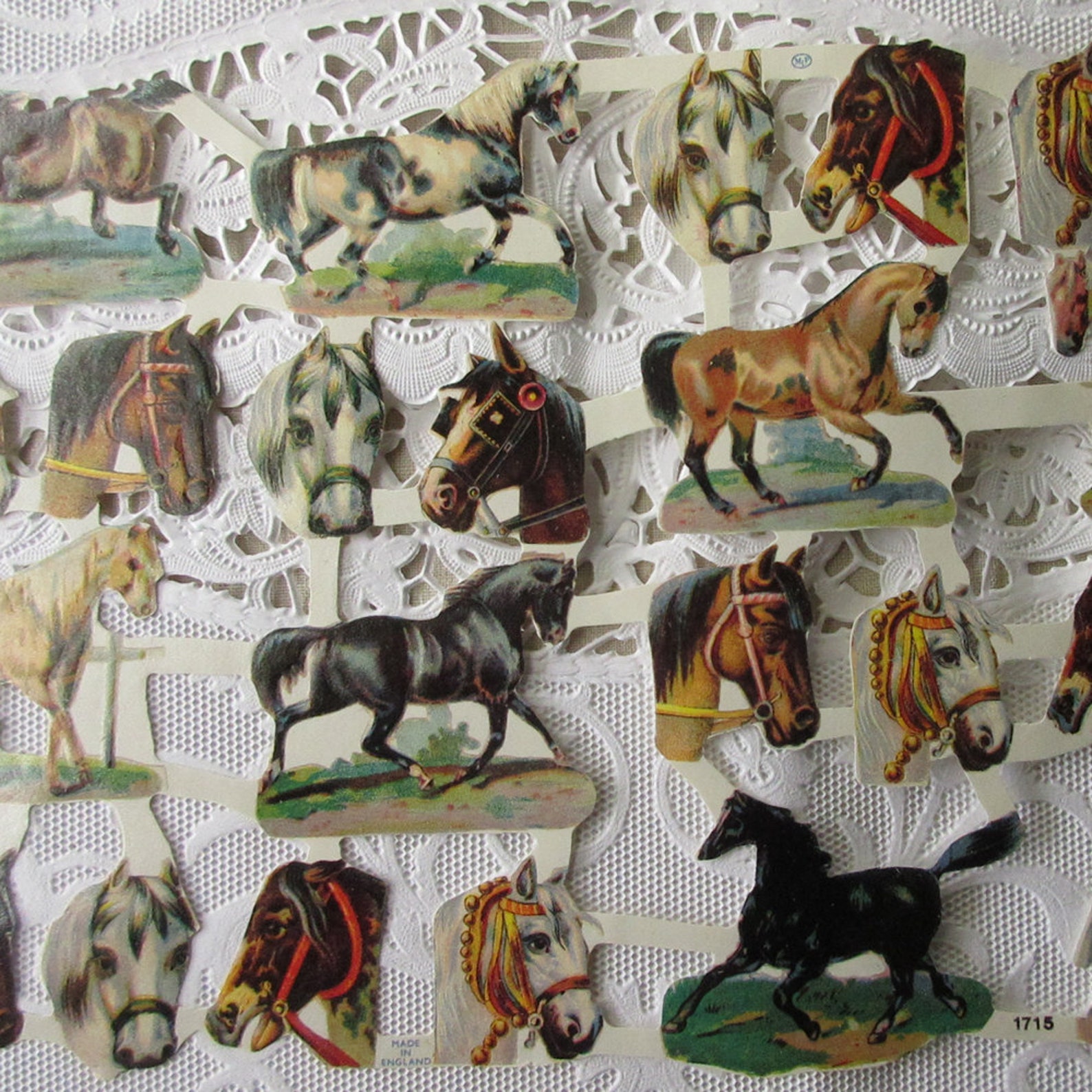 England Vintage Horses Horse Scraps Die Cut Paper Out Of Print Etsy