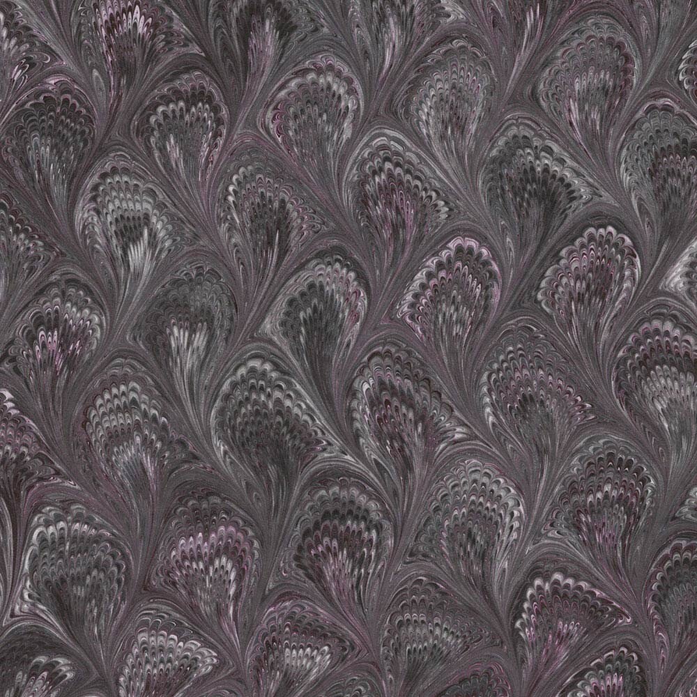 Hand Marbled Paper Peacock Pattern in Blacks ~ Berretti Marbled Arts Italian IPMB-PVF-41W