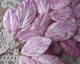 From Japan Vintage Millinery Velvet Leaves 1950s Japanese Pink And White Ombre VL118PMX