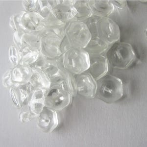10 Vintage Czech Glass Buttons Handmade Clear Glass Czechoslovakia NB-21