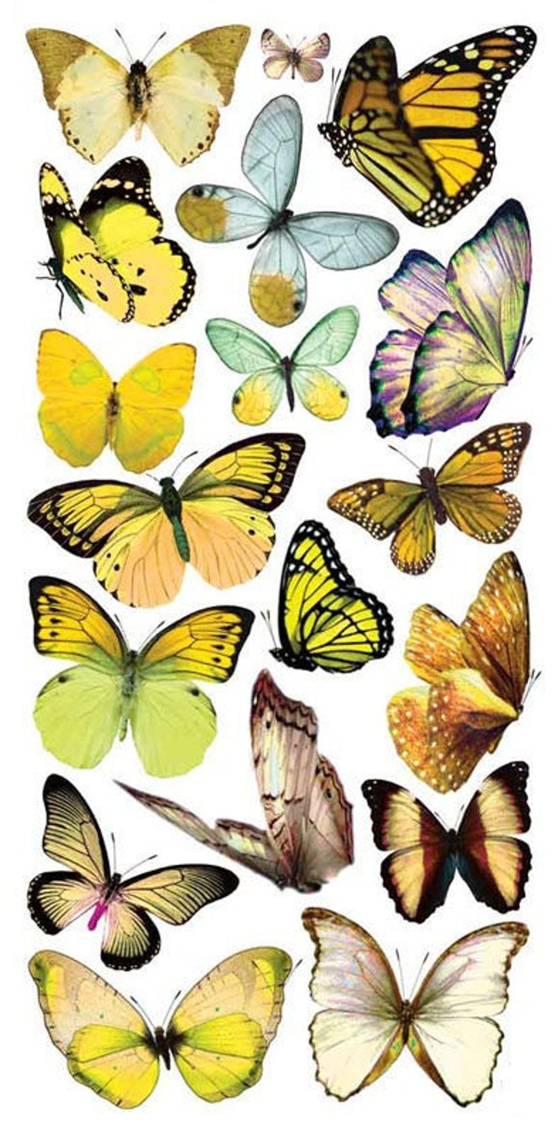3 Sheets Self Adhesive Yellow Butterflies Stickers Colorful ...