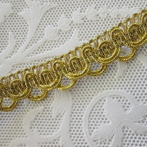 4 Yards Poland Vintage Metallic Gold Braid Woven Trim Ribbon 9/16&quot; Wide AS-14