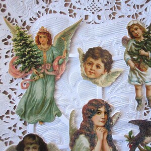 Vintage Denmark Paper Scraps Lithographed Die Cut Christmas Angels Oversize Sheet ODEN-11