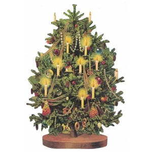 2 Germany Large Lithographed Die Cut Paper Scraps Victorian Christmas Trees  5156 x2