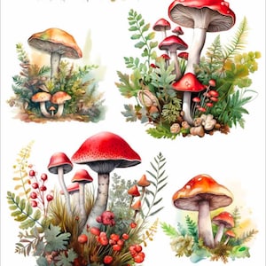 3 Sheets Self Adhesive Mushrooms Stickers Colorful Scrapbooking Each Sheet 3-3/4&quot; by 7-7/8&quot;   STKC281