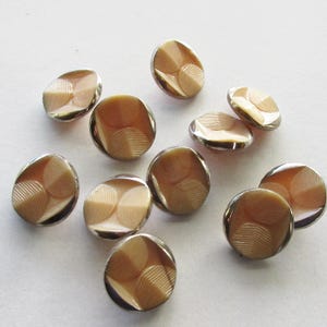 11 Vintage Czech Glass Buttons Handmade Tan And Silver Glass Czechoslovakia  #K