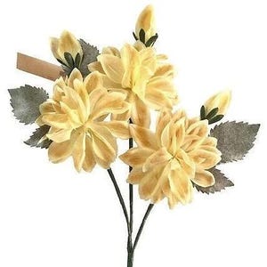 Vintage East Germany Millinery Dahlias German Fabric Flower Yellow VF-L-14
