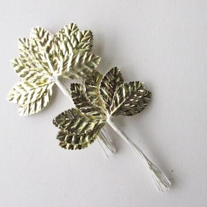 24 Vintage Gold Foil Millinery Leaves Embossed x2
