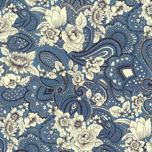 2 Sheets Italian Blue Paisley Bandana Print Paper ~ Carta Varese Italy  IPV879BL x2