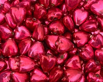 7 Czech Heart Glass Christmas Garland Pearl Fuchsia Beads GB041PRF