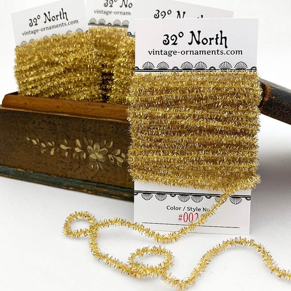 15 Feet Tiny 1/8" Made In USA Gold Tinsel Cording 5 Yards CT002