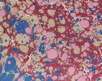 From Italy Hand Marbled Paper Stone Pattern in Light Pink Red ~ Berretti Marbled Arts IPMB-MR-71W