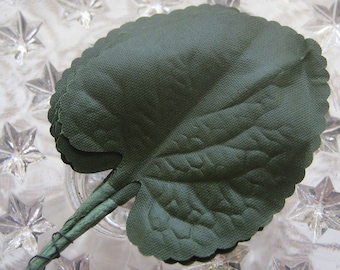 Japan 12 Vintage Millinery Violet Leaves 1950s Green Fabric VL080GR