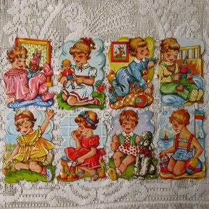 Vintage PZB Germany Paper Scraps Lithographed Die Cut Sweet Children  PZB 1395