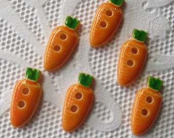 8 France Carrot Buttons Tiny Shiny Little Carrot Plastic Button AT-27