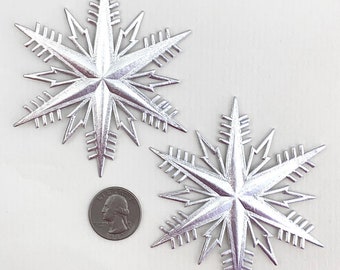 4 Dresden Classic Snowflakes Stars Paper Foil Silver Germany Die Cut Christmas DF8408 x4