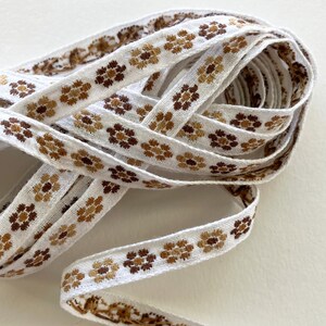 From Austria 1-1/4 Yards Vintage Authentic Cotton Dirndl Trim Jacquard Fancy Woven Ribbon 3/8" Wide BD-C12