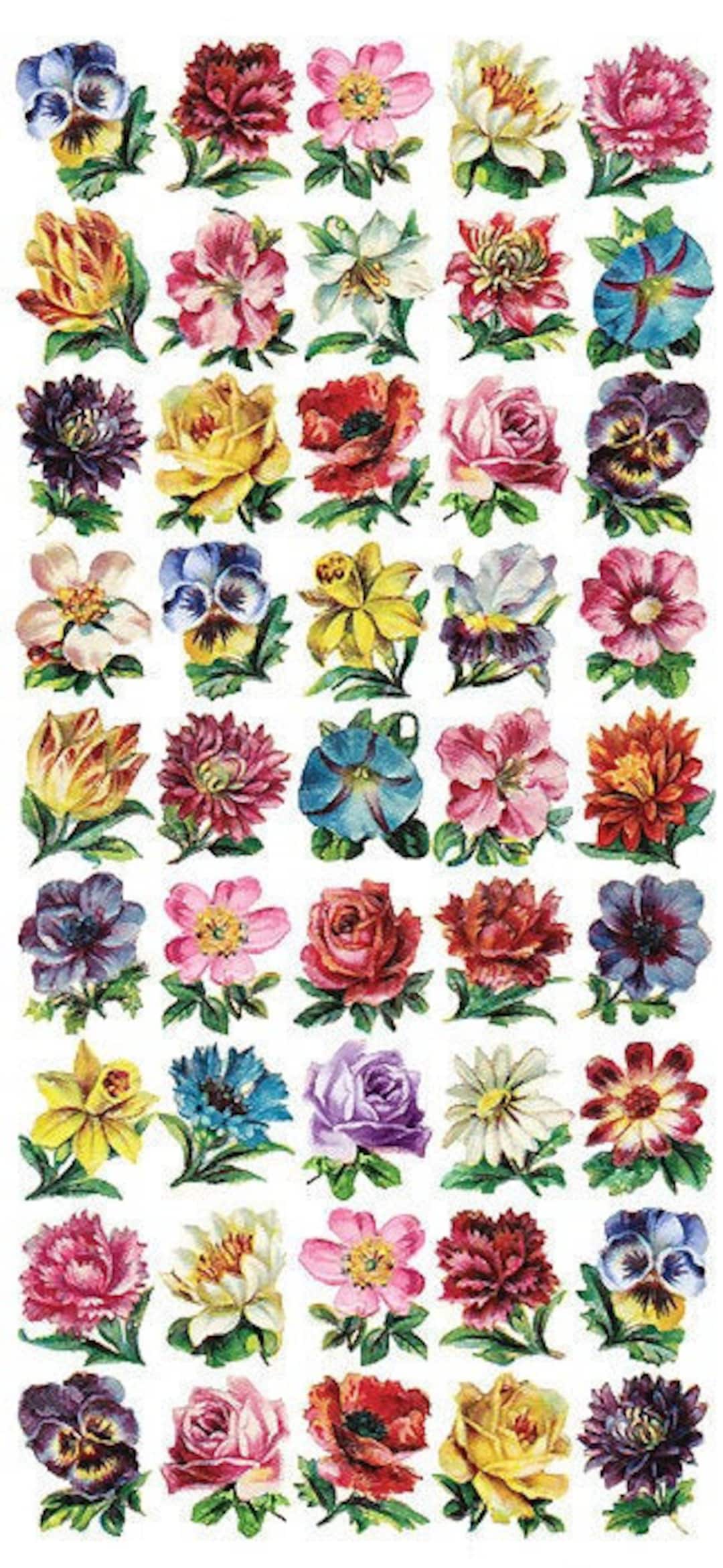 3 Sheets Self Adhesive Victorian Flower Stickers Colorful Scrapbooking  Stickers STKC57 