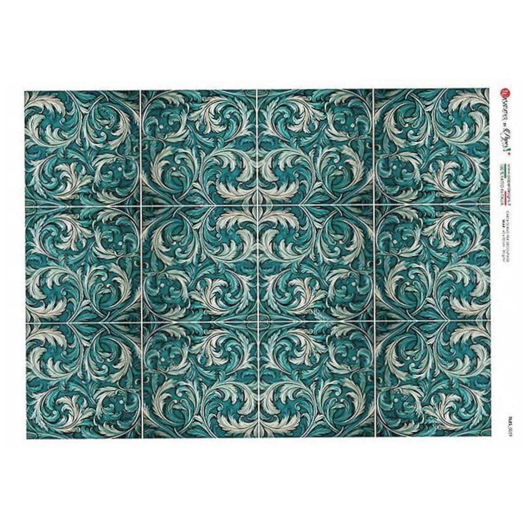 Cle Tile Rice Paper From Italy 2 Sheets Italian Majollica Floral Tile Rice Paper Decoupage ...
