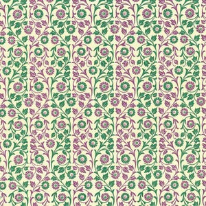 2 Sheets Green And Purple Flower Print Italian Paper ~ Carta Varese Italy IPV825GRPUR x2