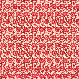 2 Sheets Italian Red Flower and Leaf Print Paper ~ Carta Varese Italy IPV839R x2MB