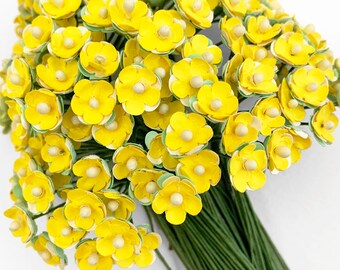 From Austria 24 Yellow Paper Forget Me Not Millinery Flowers NAT108Y x2