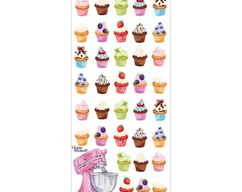 3 Sheets Self Adhesive Cupcake Pastry Stickers Each Sheet 3-3/4" by 7-7/8" STKC178