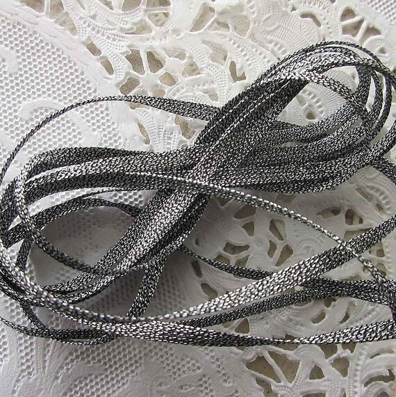 Braided Metallic Ribbon | By the yard - Silver - 1/8 Braided Metallic Ribbon | By the yard - Silver - 1/8