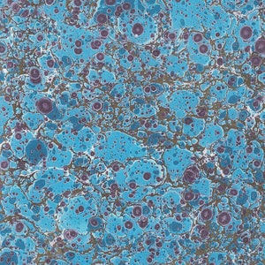 2 Sheets Blue Marbeled Pebble Italian Print Paper with Golden Highlights ~ Carta Fiorentina Italy IPF042 x2