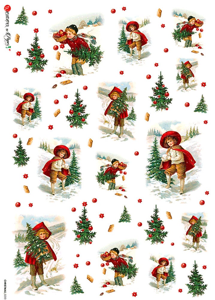 From Italy 2 Sheets Italian Rice Paper Decoupage Children Christmas ...