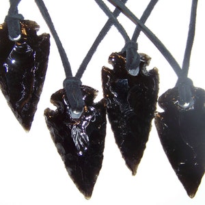 Genuine Obsidian Arrowhead on a 24"  3mm USA Made Leather Cord - our own brand