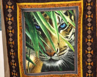 This Beauty is a Tiger 58 X 65 in Wall Hanging or Lap Quilt