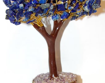 Lapis Lazuli Gem Tree for decoration or earring holder at flea markets - use in a display, 180 gems, FREE SHIPPING