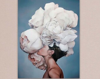 Flower Head Woman Abstract Art Print: Modern Minimalist Wall Decor