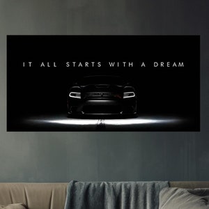 Póster de cargador de automóvil, póster de éxito, arte de pared Srt Hellcat, póster de superdeportivo de lujo, decoración de oficina de emprendedores, cita inspiradora imprimible